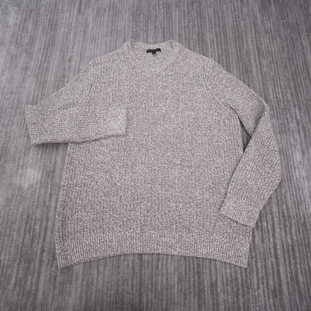 Banana Republic Sweater Mens XL Brown Excellent Marled Ribbed Crew Neck Cotton
